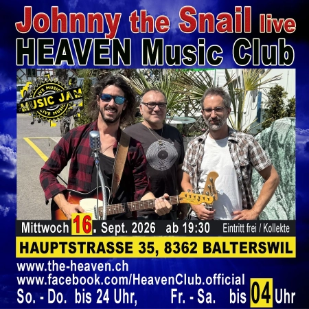 16.09.2026 -  mit JOHNNY THE SNAIL, Vorband zum Waltee`s Heaven Jam